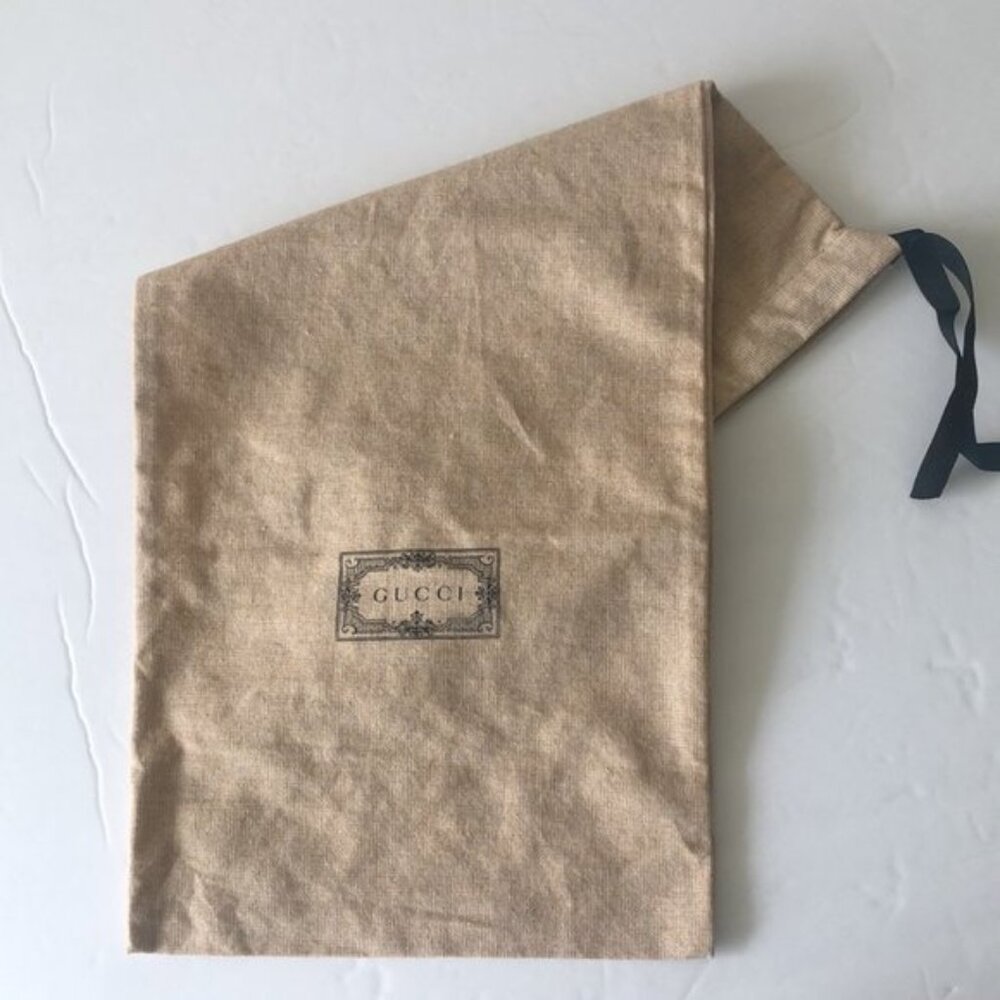 Authentic Gucci Canvas Dust Bag Dark Beige Tan H-16.5" X W-8"